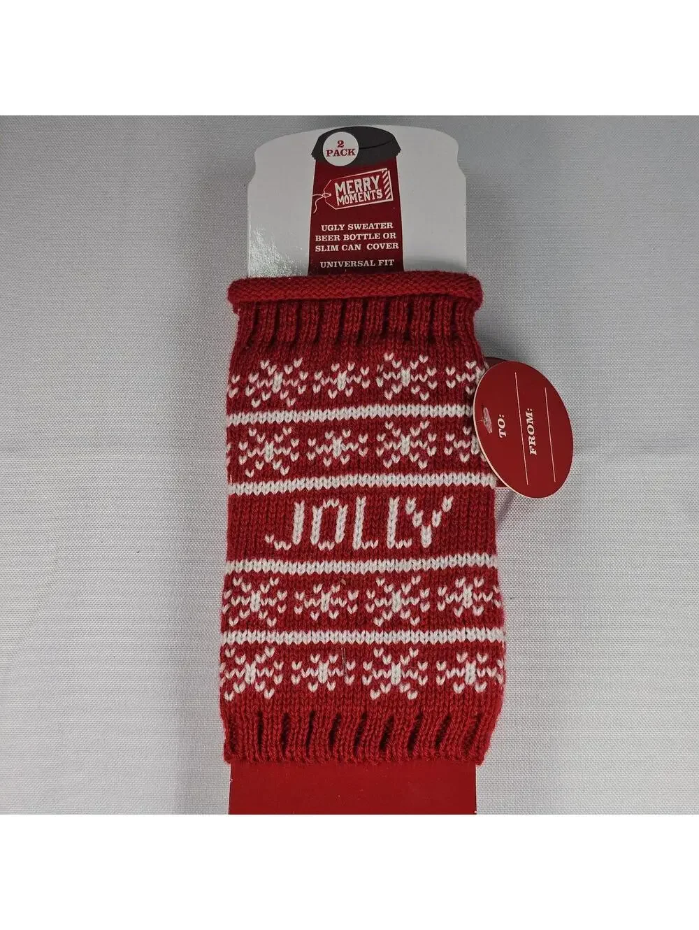Merry Moments Ugly Sweater Bottle Can Cover NWT
